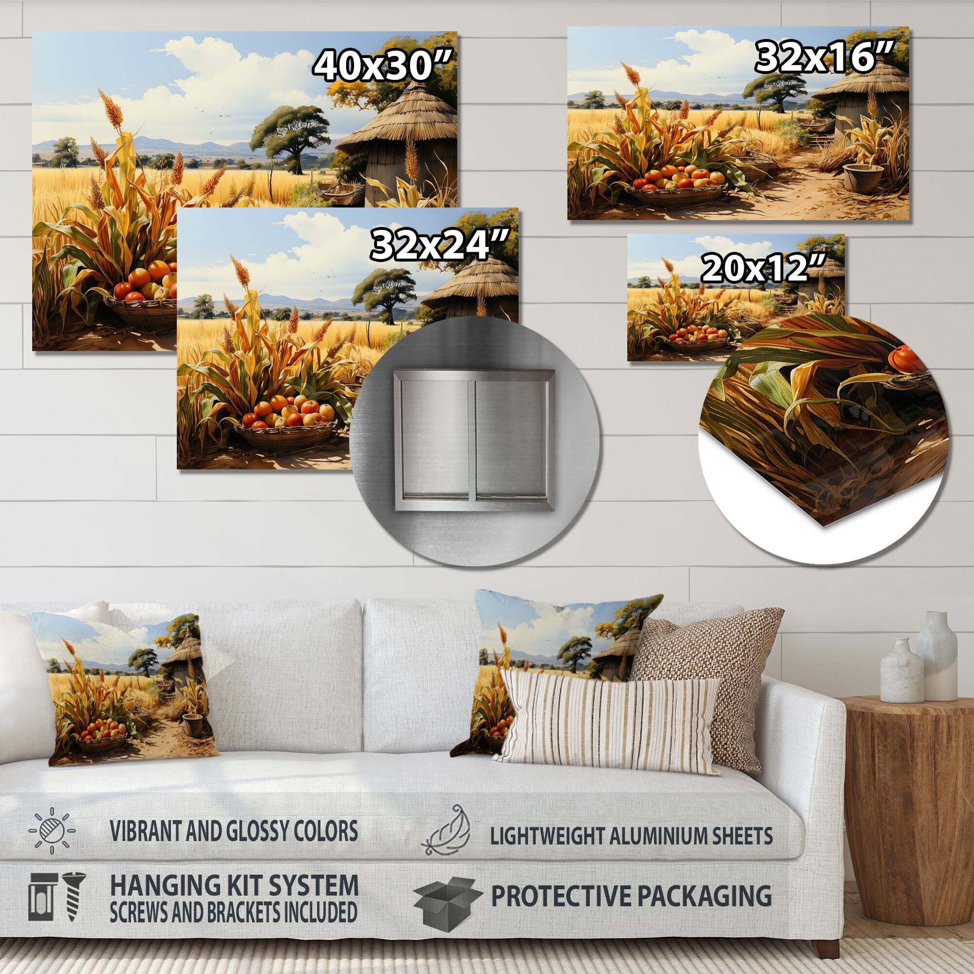 Designart "African Harvest Abundance I" African Metal Art Print Bed